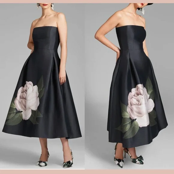 NEW $650 Sachin Babi [ 10 ] Shay Rose Strapless Mikado Midi Cocktail Dress J2043 - Picture 2 of 14